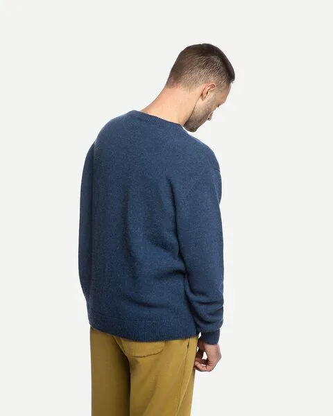 MATONA Matona Pullover | Classic Sweater | aus Wolle und Baumwolle | GOTS-zertifiziert, Blue melange, – Produktbild 2 von 4