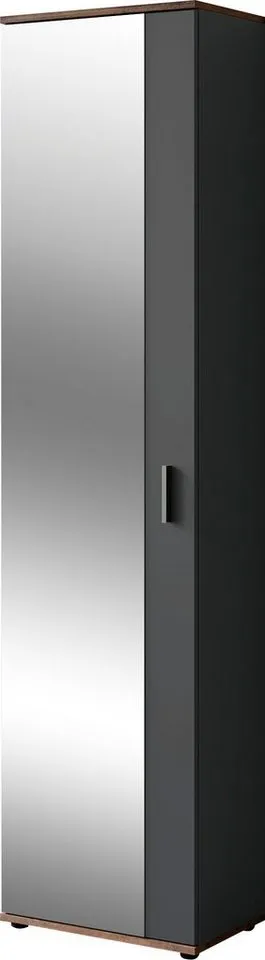 byLIVING Garderobenschrank Jakob mit großem Spiegel, Breite 49 cm, Grau, – Produktbild 1 von 4