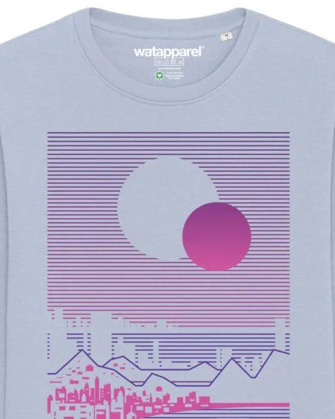 watapparel watapparel Sweatshirt Unisex Sun and Moon Skyline, Serene blue, – Produktbild 3 von 4