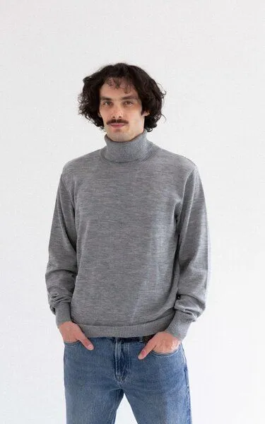 Kopyto Kopyto OCELOT - Herrenrollkragenpullover aus 100% Merinowolle Strickpullover, Dunkelgrün, – Produktbild 3 von 4