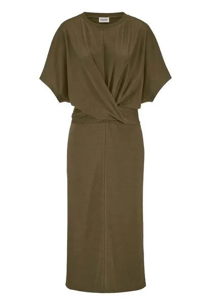 hessnatur hessnatur Jersey Kleid Midi Oversize aus reiner Bio-Baumwolle, Goldoliv, – Produktbild 3 von 4