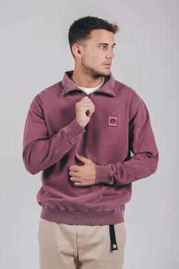 Trendsplant Trendsplant Herren vegan Sweater Sauce Halb Reißverschluss Pigment Gefärbt Rot – Produktbild 1 von 1