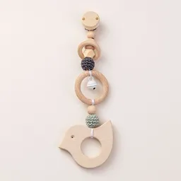 NoniKids Berlin NoniKids Berlin Rasselclip Holz *Glocke Vogel* 3 Farben I Bio Baumwollgarn – Produktbild 1 von 1