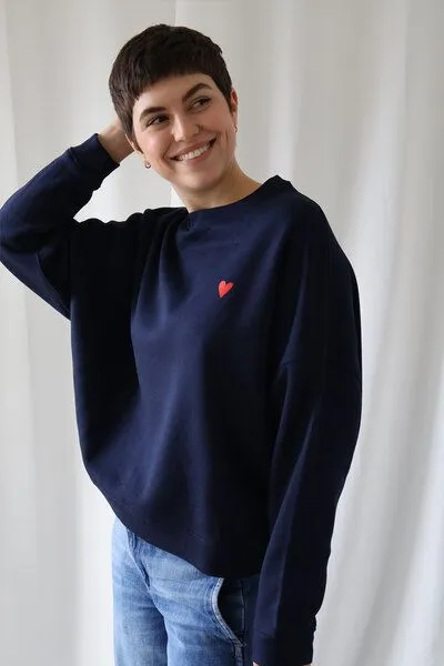 Kultgut Kultgut Artdesign - Goodness Pulloversweater im Boxistyle / Red Heart, Dunkelblau, – Produktbild 1 von 4