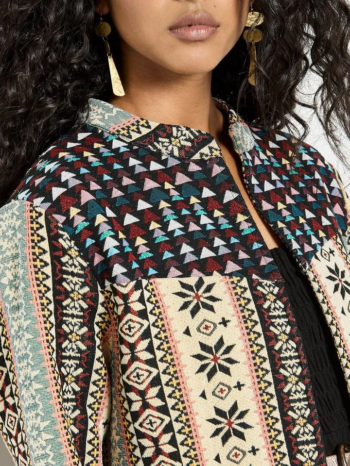Apricot Apricot Kurzjacke Boho-Tapisserie-Jacke mit Muster, Bunt, – Produktbild 3 von 5
