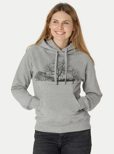 Peaces.bio - handbedruckte Biomode Peaces.bio - handbedruckte Biomode Damen Hoodie Landscape, Hellgrau, – Produktbild 2 von 2
