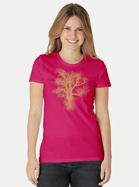 Peaces.bio - handbedruckte Biomode Peaces.bio - handbedruckte Biomode Damen Biobaumwoll T-Shirt Chestnut, Pink, – Produktbild 2 von 2