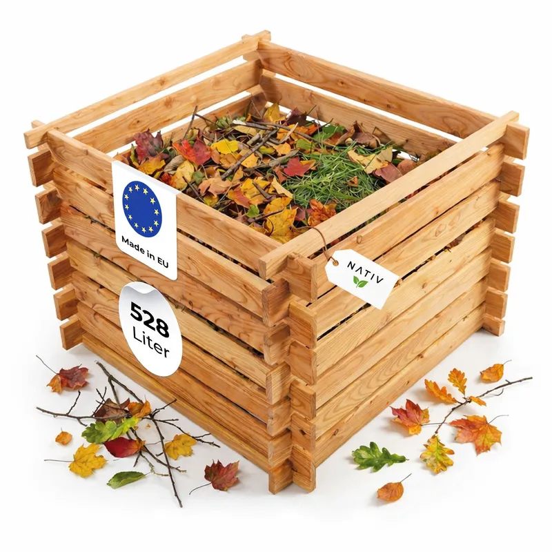 Lemodo Lemodo Komposter aus Lärchenholz für Garten 100x100 cm Stecksystem langlebig, BxTxH: 100x100x73 cm, Einfache Montage, Hohe Qualität aus Lächernholz, Beige, – Produktbild 1 von 6