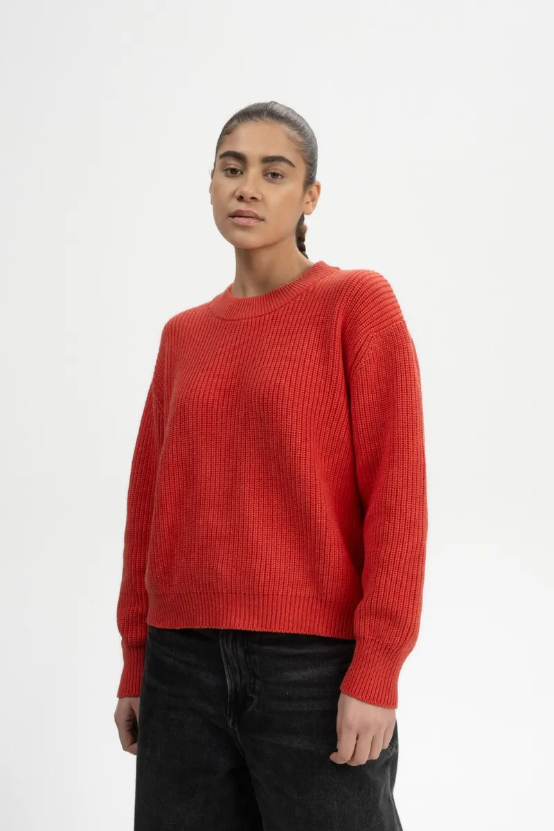MELA MELA Damen vegan Strickpullover Rippe Adah Red Apple Melange, Rot, – Produktbild 2 von 2