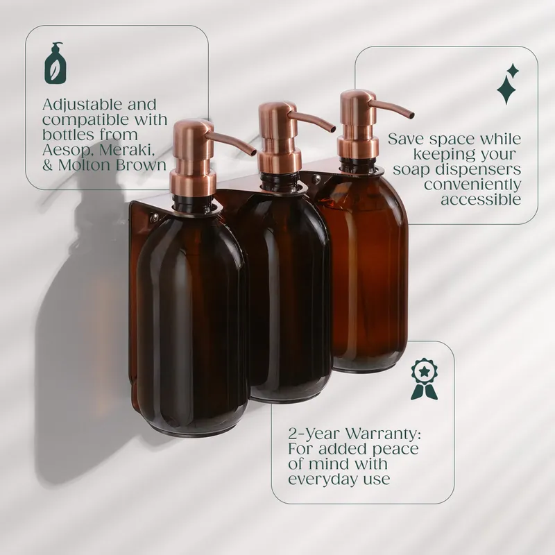 Kuishi Seifenspender Kupfer Wandhalterung für drei – Produktbild 4 von 5