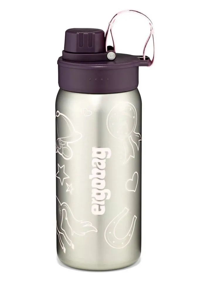 Ergobag Ergobag Trinkflasche Edelstahl Trinkflasche, auslaufsicher und kohlensäuregeeignet, Grün|lila, – Produktbild 1 von 8