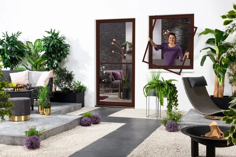 hecht international Insektenschutz-Fensterrahmen MASTER SLIM, Braun, – Produktbild 7 von 8