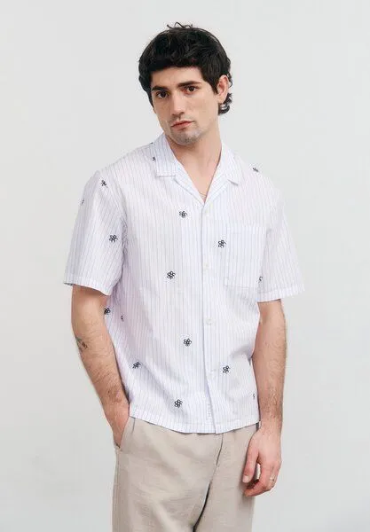 Rotholz Rotholz Bowling Shirt Flower Stripe, Flower stripe (blau), – Produktbild 2 von 3
