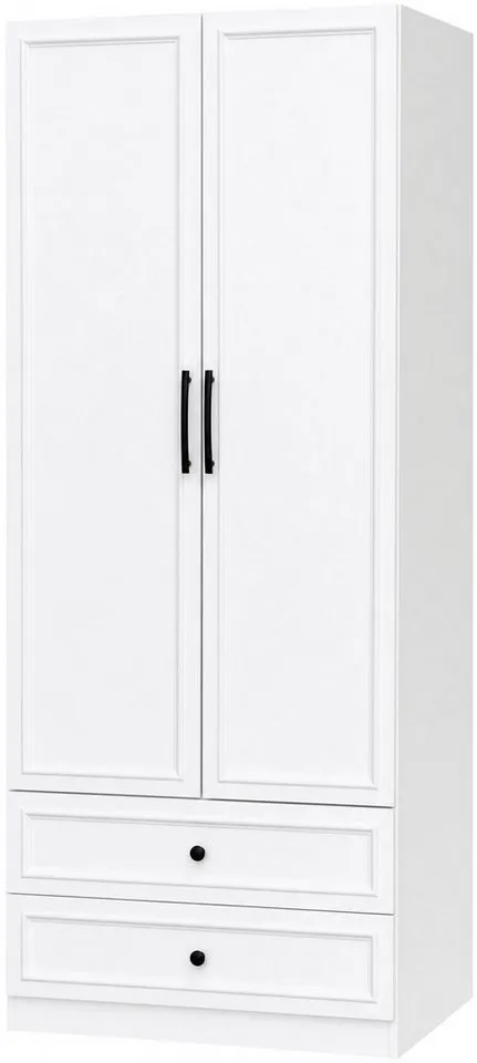 OTTO home Kleiderschrank Arrian, weiß, 80 cm, 2 Türen, 2 Schubladen (Drehtürenschrank im Landhausstil, FSC Zertifiziert) EXTRA VIEL PLATZ FÜR IHRE GARDEROBE – Produktbild 2 von 5