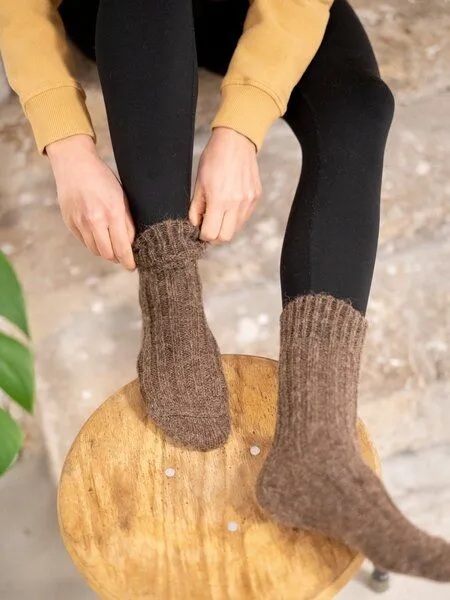 FUXBAU FUXBAU Alpaka Schafwollsocken, Braun, – Produktbild 4 von 4