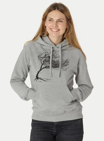Peaces.bio - handbedruckte Biomode Peaces.bio - handbedruckte Biomode Bio-Damen-Kapuzensweater "Windytree", Graphitgrau, – Produktbild 2 von 3