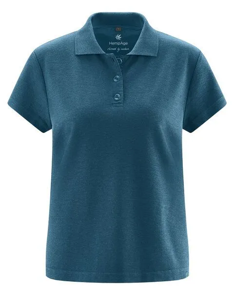 HempAge HempAge Klassisches Damen-Poloshirt Hanf/Biobaumwolle, Reef (blau), – Produktbild 4 von 4