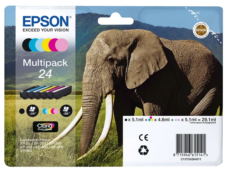 Epson Epson Tintenpatronen T2428 schwarz, cyan, magenta, gelb, hellcyan, hellmagenta, 6-er Set – Produktbild 1 von 1