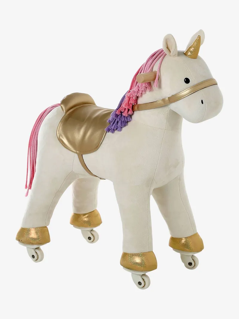 Vertbaudet Vertbaudet Kinder Reitpferd oder Einhorn auf Rollen, Kleines einhorn weiß, – Produktbild 4 von 4