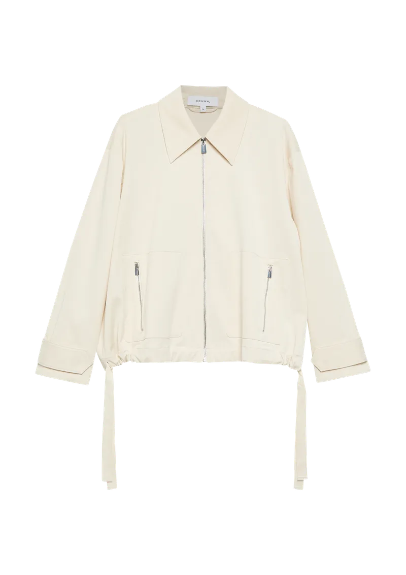 comma Lyocell-Baumwoll-Jacke mit regulierbarer Saumweite, Beige, – Produktbild 1 von 3