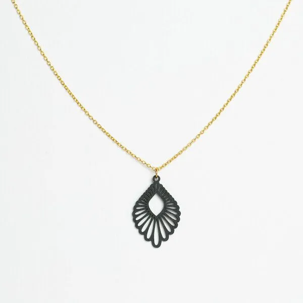 feinformart feinformart Kette mit Holzanhänger 'Mindful', Schwarz, – Produktbild 1 von 4
