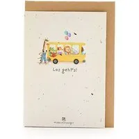 Die Stadtgärtner Die Stadtgärtner Wachsende Grußkarte zum Schulanfang I Back to School Karte „Los geht’s – Bus“ mit Saatpapier I Mit Wildblumen-Samen zum Einpflanzen I Grußkarte mit Umschlag I 10,5 x 14,8 cm (DIN A6) I Kreative Geschenkidee für Kinder, Schule & Schulalltag – Produktbild 1 von 1