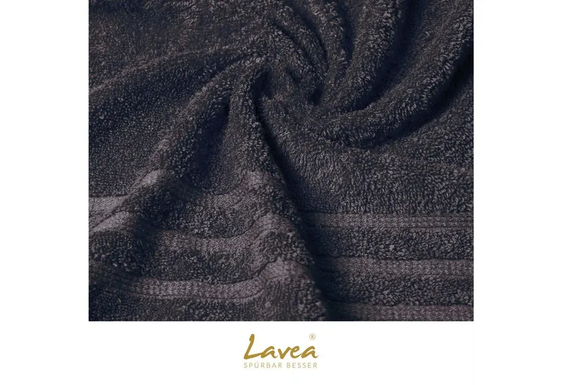 Lavea Waschhandschuh Bali Waschlappen 16x22 cm, Waschhandschuhe, kleine Handtücher, Weiches Bio-Baumwollfrottee (Set, 2-St), Gesichtshandtücher, GOTS-zertifiziert, extra saugstark mit 500g/m², Grau, – Produktbild 4 von 4