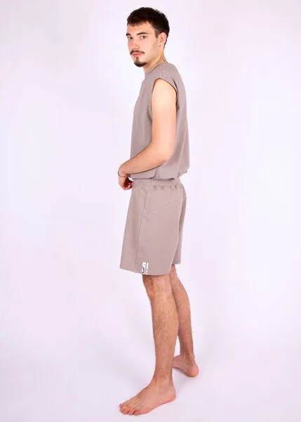 ÆVRIL ÆVRIL Unisex Kurze Shorts // Dolphin Grey // Bio-Baumwolle – Produktbild 3 von 4