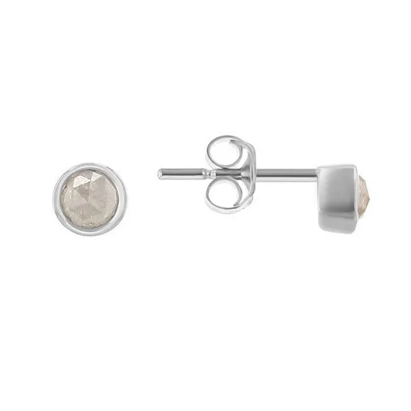 Eppi Eppi Minimalistische Ohrstecker mit Salt and Pepper Diamanten in Bezelfassung Tofine, Weiss, – Produktbild 1 von 4