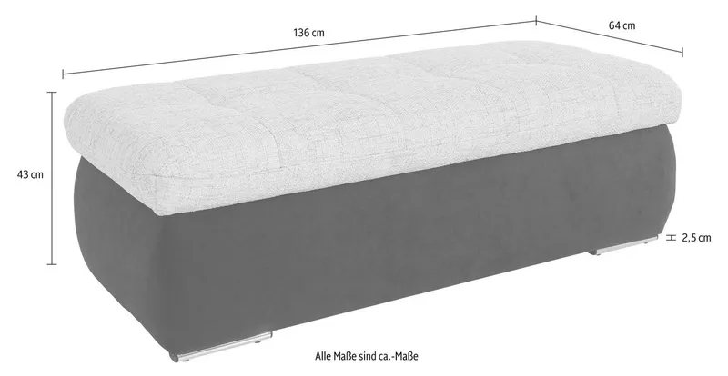 DOMO collection Hocker PB MORIC praktisches Staufach unter der Sitzfläche, B/T 136/64cm, inklisive Staufach, Beige|braun, – Produktbild 5 von 5