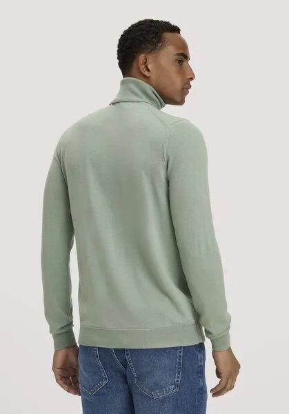 hessnatur hessnatur Rollkragenpullover Regular aus reiner Bio-Merinowolle, Salbeigrün, – Produktbild 2 von 4