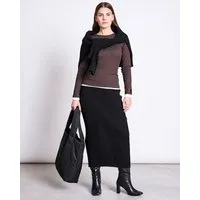 JAN N JUNE JAN N JUNE Midi Baumwoll Strick Rock EBBA GOTS, Schwarz, – Produktbild 1 von 1