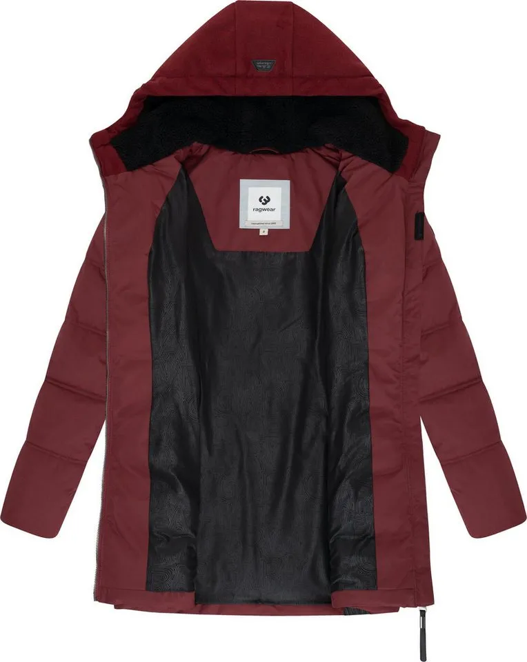 ragwear ragwear Winterjacke Ashani Block Intl. stylischer Winterparka mit gefütterter Kapuze, Rot, – Produktbild 1 von 3