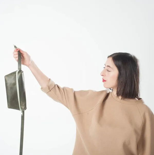 monday market monday market Bauchtasche Luca aus Pull-Up-Leder, Grün-grün, – Produktbild 4 von 4