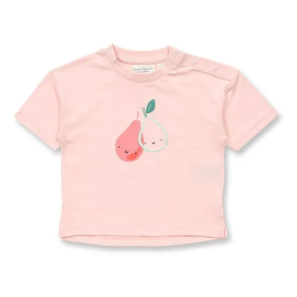 Sense Organics Sense Organics Baby T-Shirt, Modell SOPHIE, Birnendruck auf hellrosa, – Produktbild 1 von 4