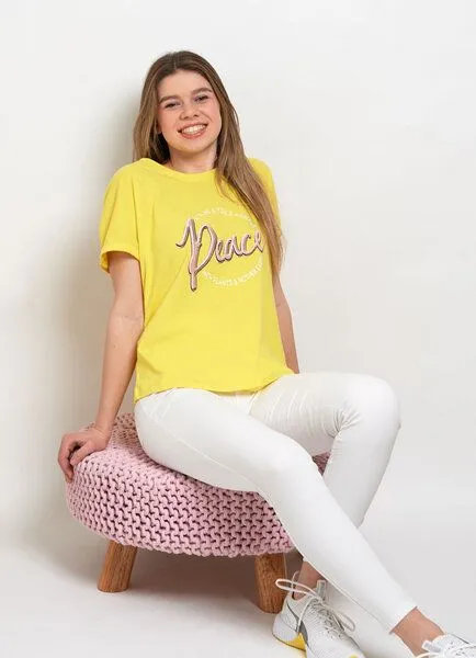 SPARKLES OF LIGHT SPARKLES OF LIGHT Boxy Shirt | PEACE WITH ME & YOU, Gelb, – Produktbild 1 von 2