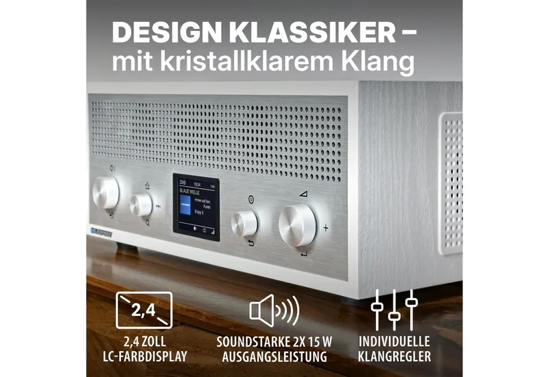Blaupunkt Blaupunkt Verona Radio (Retro-Design, Bluetooth 5.0, UKW/DAB+ Digitalradio, Farbdisplay), Weiß, – Produktbild 2 von 4