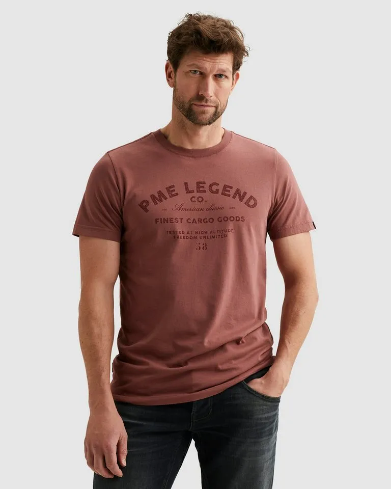PME Legend PME Legend T-Shirt Logo Print Kurzarm aus reiner Baumwolle, Rundhals, Rot, – Produktbild 2 von 4