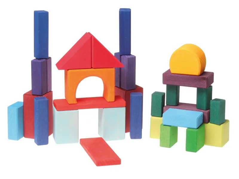 Grimms Grimms Holzbausteine aus Erlenholz, 30-teilig, Mehrfarbig, – Produktbild 1 von 2