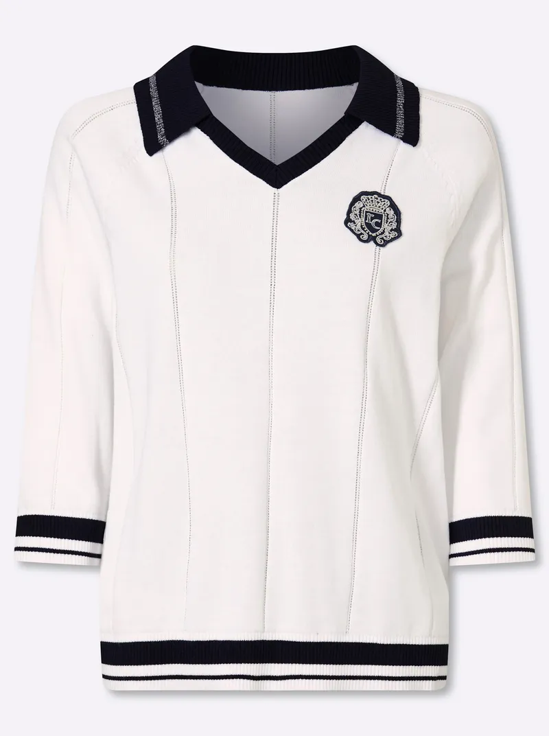 heine Polopullover ecru-marine, Ecru-marine, – Produktbild 1 von 2