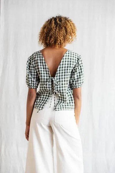 Jyoti - Fair Works Jyoti - Fair Works Baumwoll Bluse Kalira Checks, Kariert, – Produktbild 4 von 4