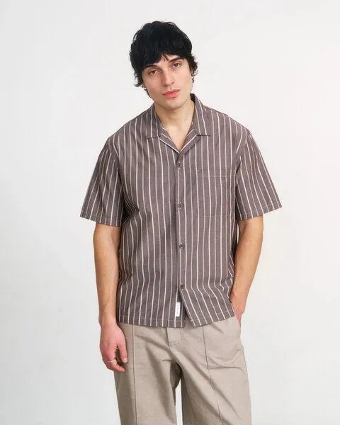 Rotholz Rotholz Bowling Shirt - Brown Stripe, Brown, – Produktbild 4 von 4
