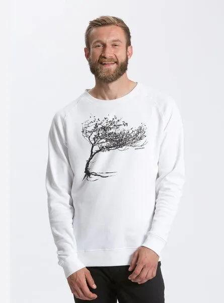 Peaces.bio - handbedruckte Biomode Peaces.bio - handbedruckte Biomode Bio Herren-Sweatshirt Windy Tree, Weiß, – Produktbild 1 von 2