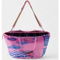 REFISHED fair fashion REFISHED fair fashion Tasche 'SOULMATE ZIP' Limitierte Edition! - upcycelte Fischfuttersäcke, #fish rosa-blau - black-hearts, – Produktbild 2 von 2