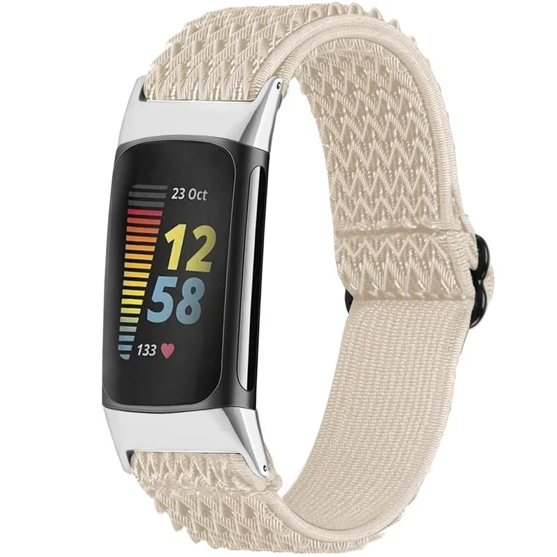 imoshion imoshion Elastisches Nylonarmband für Fitbit Charge 5 / 6, Beige, – Produktbild 1 von 1