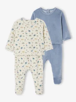 Vertbaudet 2er-Pack Baby Schlafanzüge aus Cord & Samt – Produktbild 1 von 1