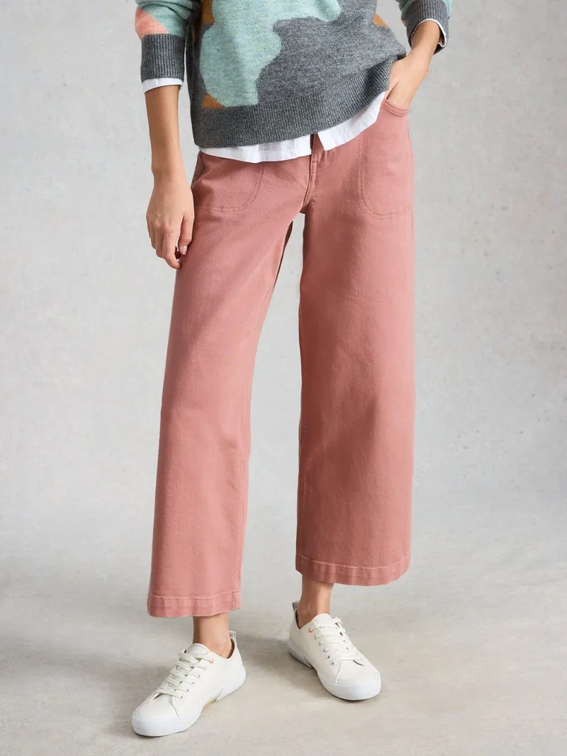 White Stuff 7/8-Jeans Tia mit weitem Bein - 52/R, Dunkles rosa, – Produktbild 1 von 4