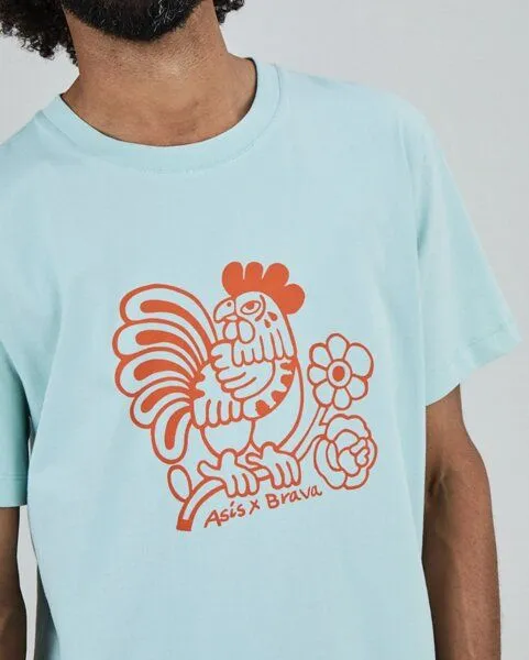 Brava Fabrics Brava Fabrics Asis Percales Kikiriki Oversize T-Shirt Blau – Produktbild 3 von 4