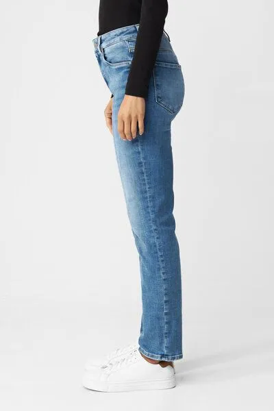 DAWN Damen Jeans STELLAR Slim Straight DAWN Bio-Baumwolle, Medium blue, – Produktbild 3 von 5