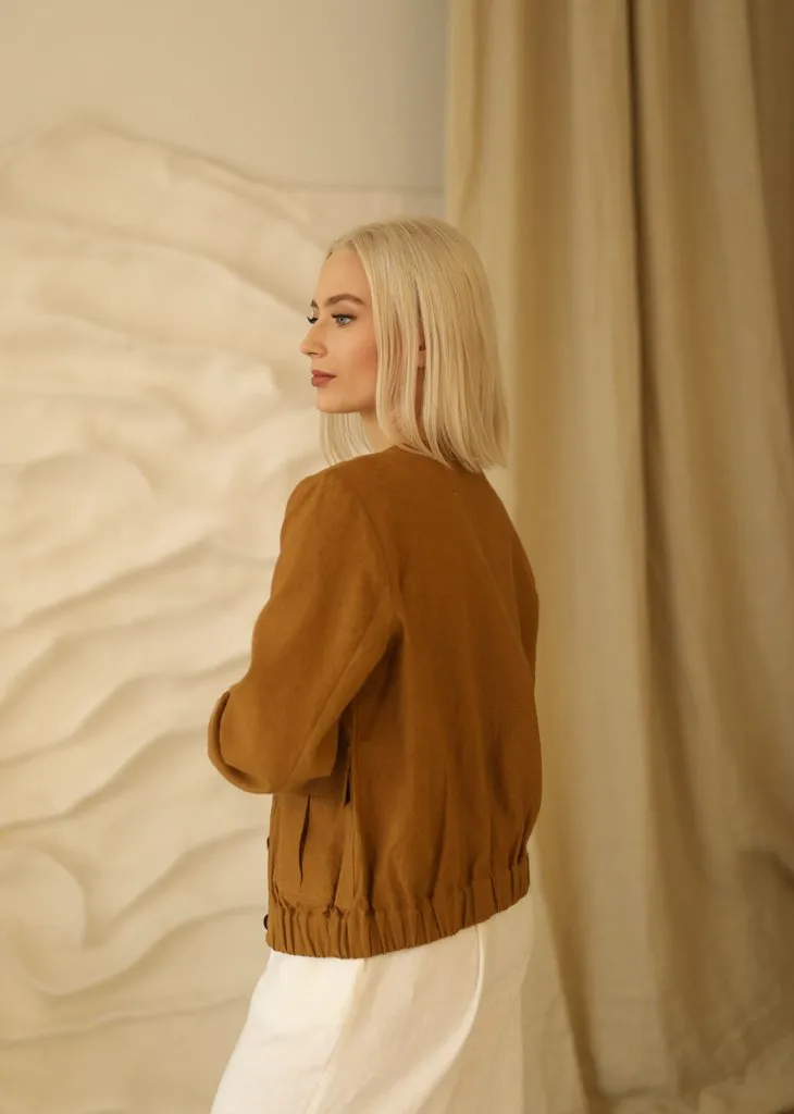 Amber Linen Amber Linen Damen vegan Jacke Bomber Helsinki Senfgelb, Dunkelgelb, – Produktbild 1 von 2